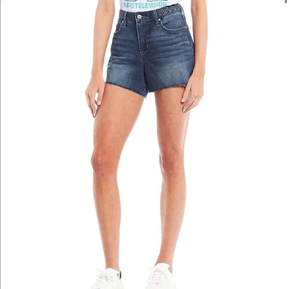 Frayed High Rise Denim Shorts 29 Raw Hem Zip Up Summer - Picture 11 of 12